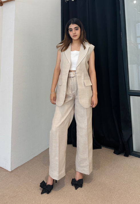 Beige Summer Linen Coord